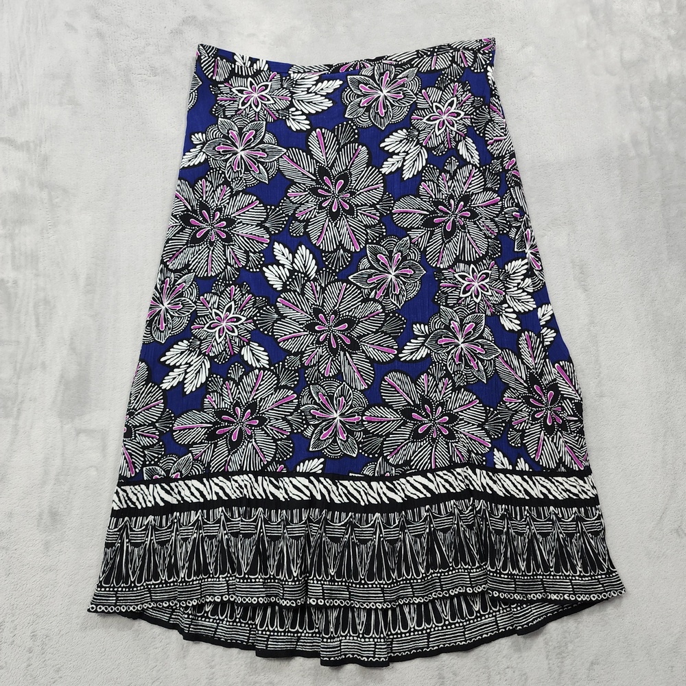 Vintage Sag Harbor Skirt Womens L Multicolor Floral A-Line Midi Pull On Rayon